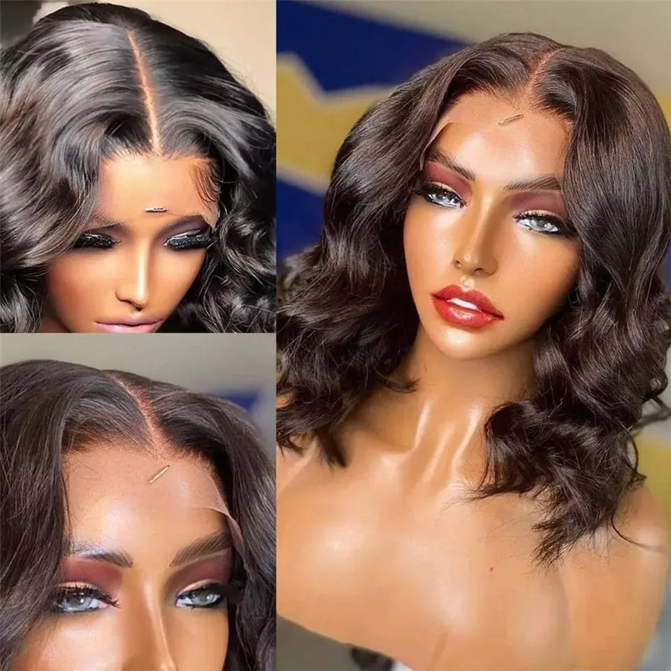 Brazilian Body Wave Short Bob Wig 4x4 Closure Wig Transparent 13x4 Lace Front Human Hair Wigs for Women Pre Plucked Virgin Remy