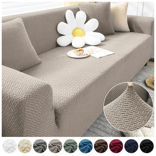 Leorate Polar Fleece Thick Elastic Sofa Cover Slipcovers Armchair Protector 1/2/3/4 Seater Corner Couch Cover For Living Room