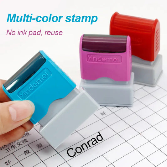 Custom Teacher Name Ink Stamp Signature Calligraphy Selfing-Inking Personalized Letter Stamp For School Student Child