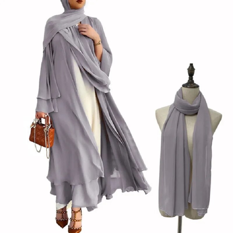 ❤️Abaya Ramadan Hijab Dress For Women Islam Famale Modest 7 Colors Dresses Eid Muslim Suit Open Dubai  Kimono Turkey Kaftan Robe