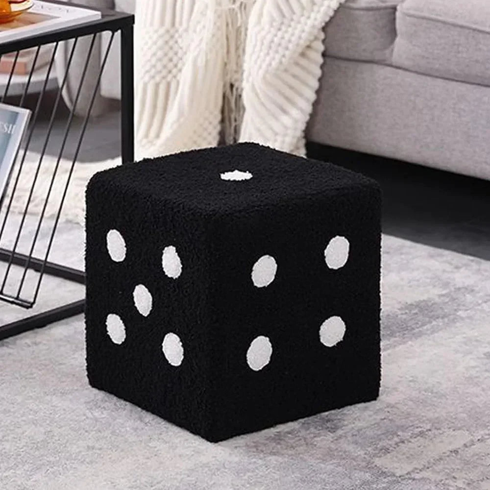 Mobile Furniture Change Shoe Stool Cubic Imitation Lamb Wool Funny Shoes Stool Bedroom Decorative Dices Stool for Living Room