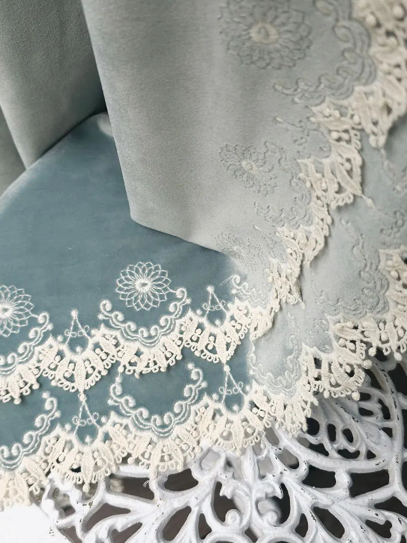 🌺French Lace Blue Velvet Embroidery Patchwork