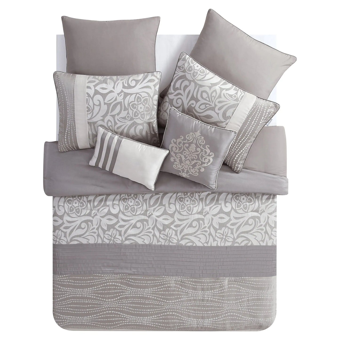 🛏️Home Arcadia 8-Piece Taupe Floral Comforter Set