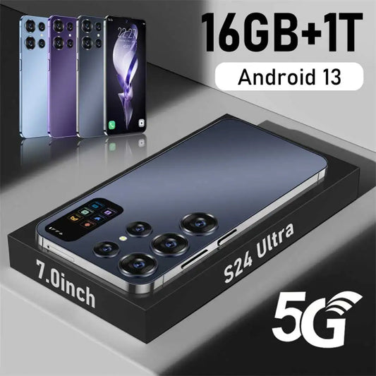 S24Ultra Cellphones 7.0 Inch 4G 5G Face ID Smartphone 16GB+1TB Smart Mobile Phones 7000mAh Cell Phone Android Global Version