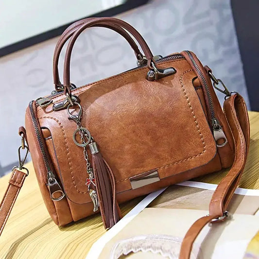 😘Yogodlns Tassel Decor Handbag, Women's Large Capacity Shoulder Bag, Fashion Zipper Crossbody Bag With Removable Strap