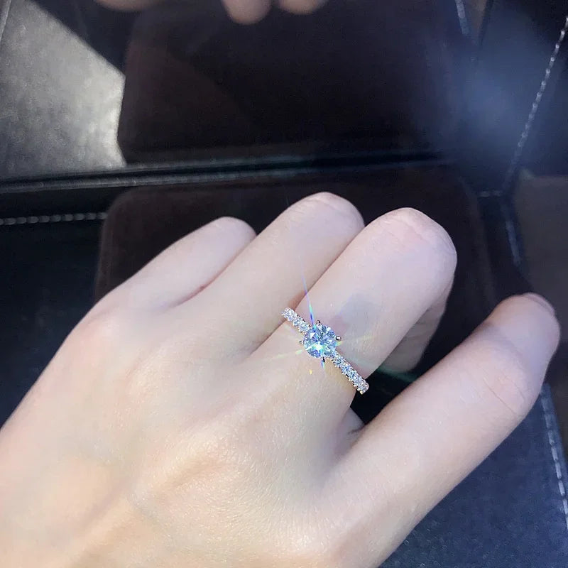 Women Trendy Shiny Crystal Ring Simplicity Elegant Temperament Engagement Wedding Jewelry