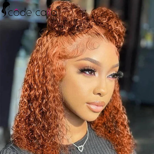 Ginger Orange Curly Bob Lace Front 180% Curly Bob Glueless Pre Plucked With Baby Hair Brazilian Human Hair Wig Sale Human Wig