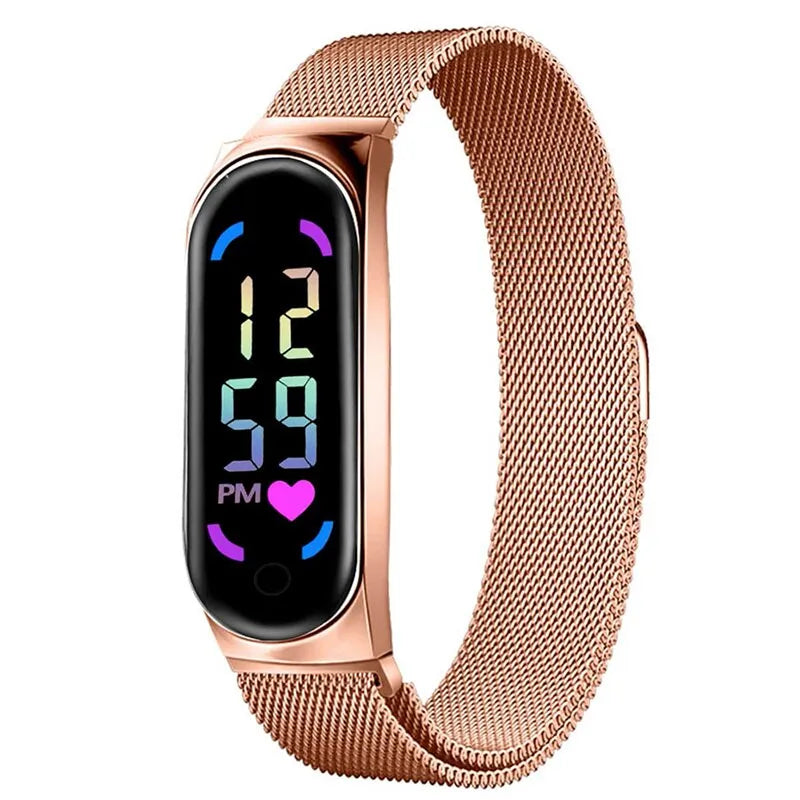 2023 New LED Women Watch Magnetic Watchband Strap Waterproof Touch Feminine Clock Fashion Digital Wristwatches