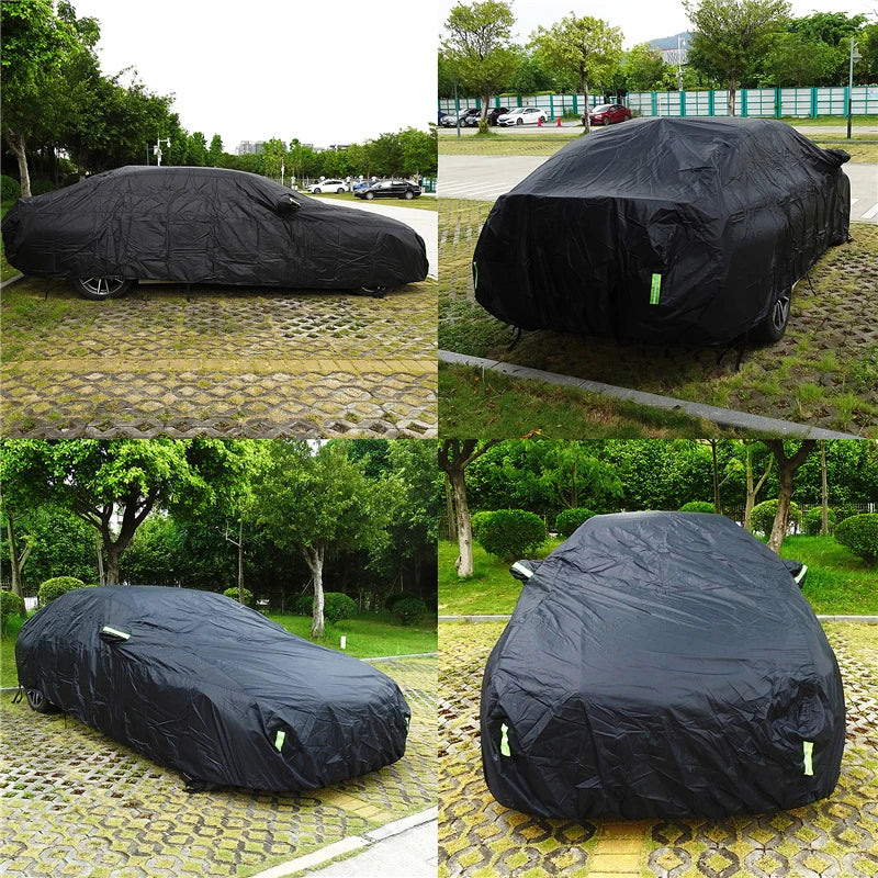 🚗Universal SUV/Sedan Full Car Covers Outdoor Waterproof Sun Rain Snow Protection UV Car Zipper Design Black Car Case Cover S-XXL