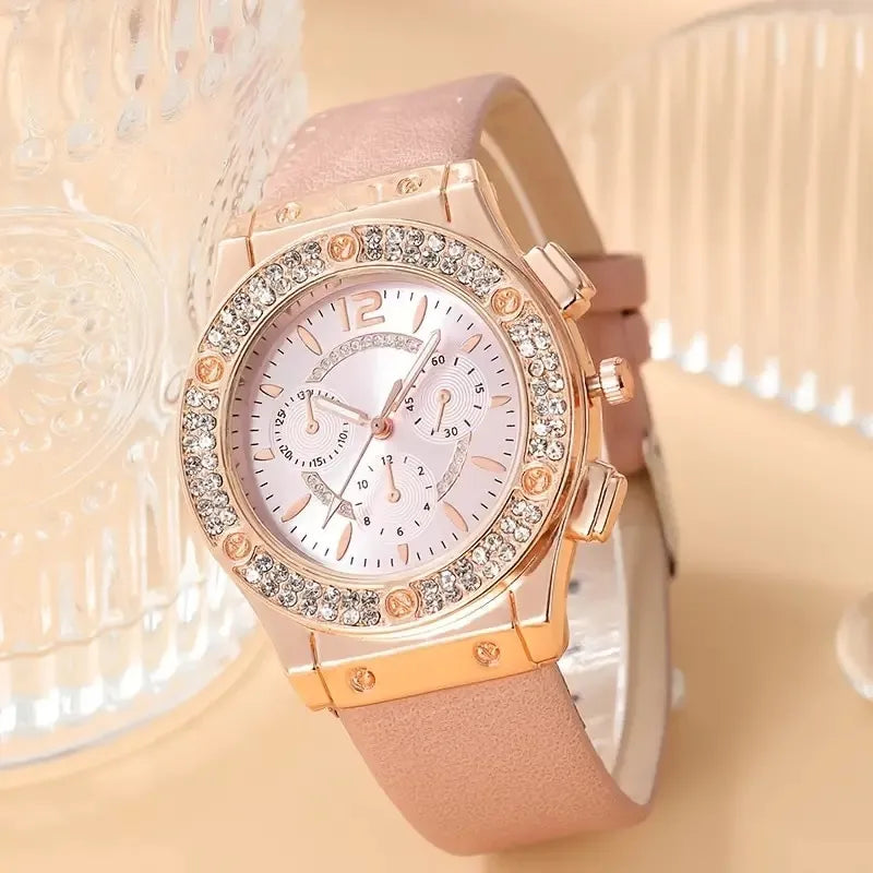 Watches Set Luxury Rhinestone Women Fashion Elegant Wristwatch Quartz Watch For Girl Ladies Clock Relogio Feminino