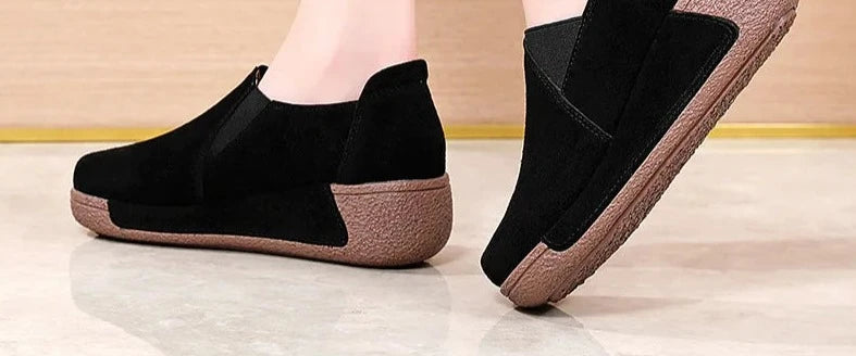Women Mother Female Genuine Leather Shoes Platform Flats Loafers Slip On Korean Plus Size 41 42 Vulcanized Shoes