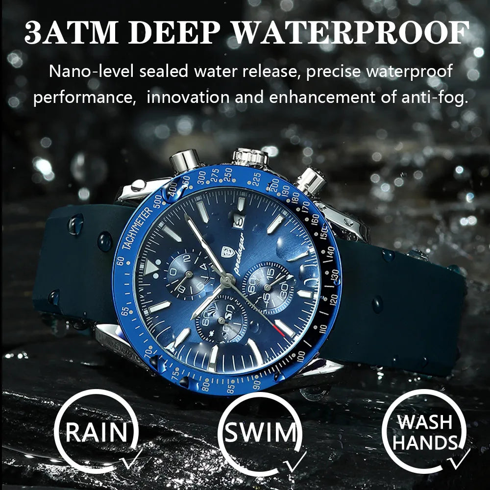 🌸POEDAGAR Luxury Casual Sport Watch Top Brand Creative Chronograph Silicone Strap Date Luminous Waterproof Men Watches Male Clock