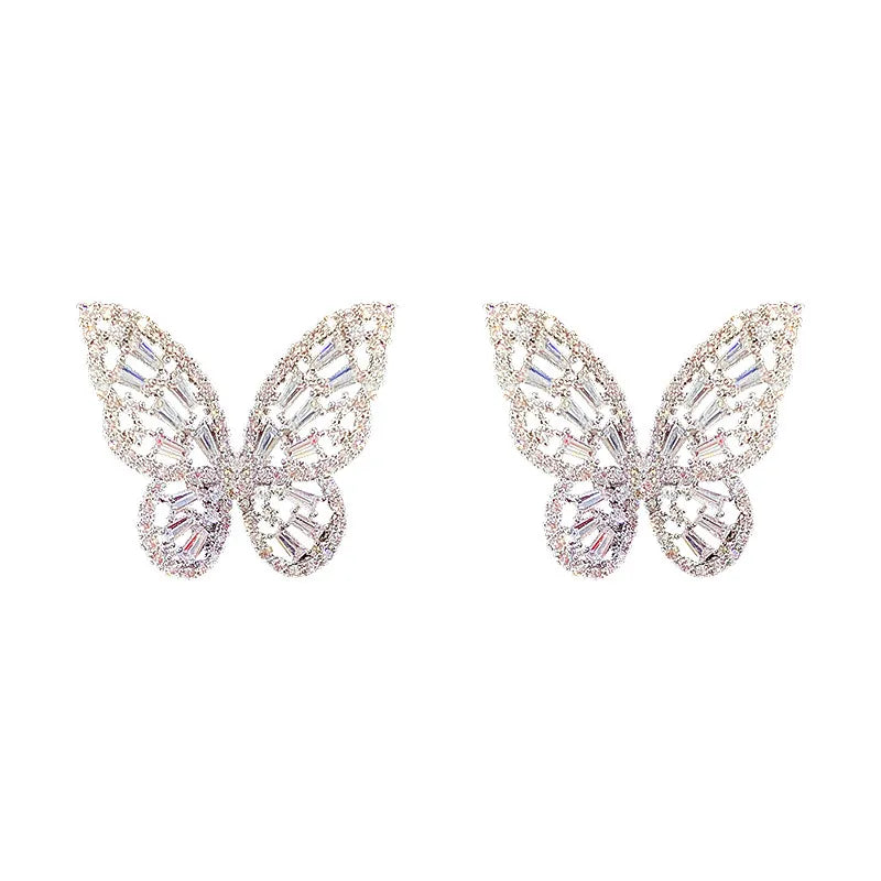 2022 New Butterfly Zircon Earrings women's Korean jewelry literary style earrings net red temperament simple new earrings