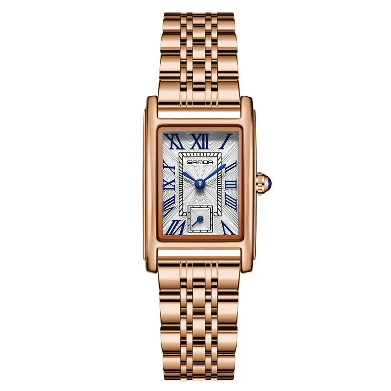 1116 New Fashion 2023 Elegant Design Rectangle Dial Water Resistant Quartz Movement Business Women Analog Wrist Watch