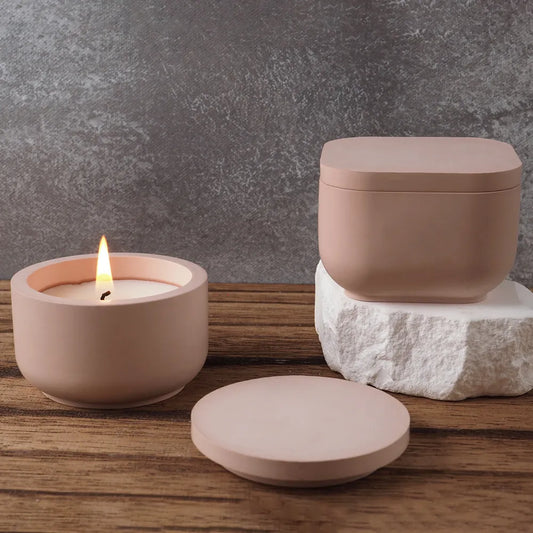 Concrete Candle Jar Silicone Mold DIY Handmade Round with lid Plaster Epoxy Resin Storage Box Casting Molds Home Decor Supplies