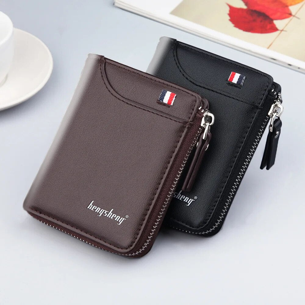 🤩Vintage Men Leather Wallet Brand Luxury Short Slim Male Purses Money Clip Credit Card Holder Portomonee Carteria