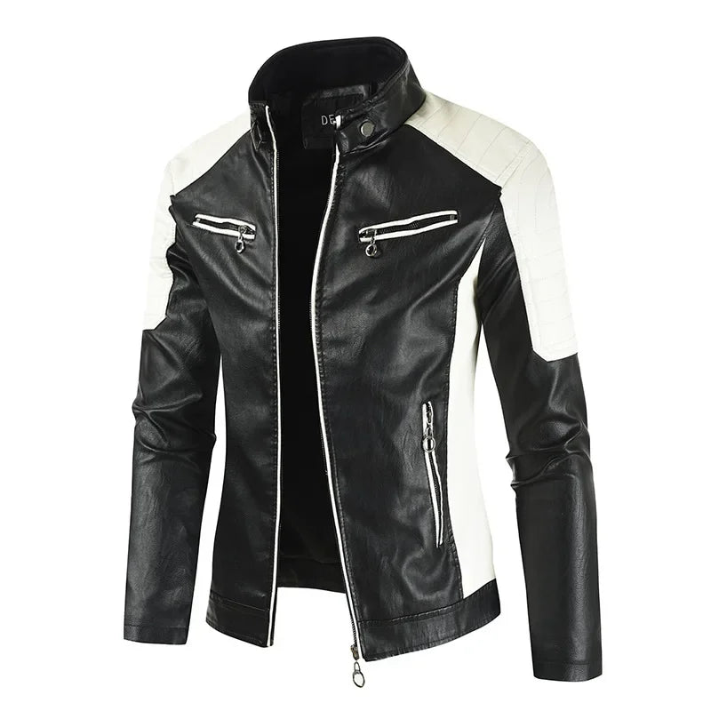 Motorcycle Mens Leather Jacket Casual Windbreaker Waterproof Pu Leather Coat Male Fishing Camping Outdoor Jacket Plus Size S-4XL