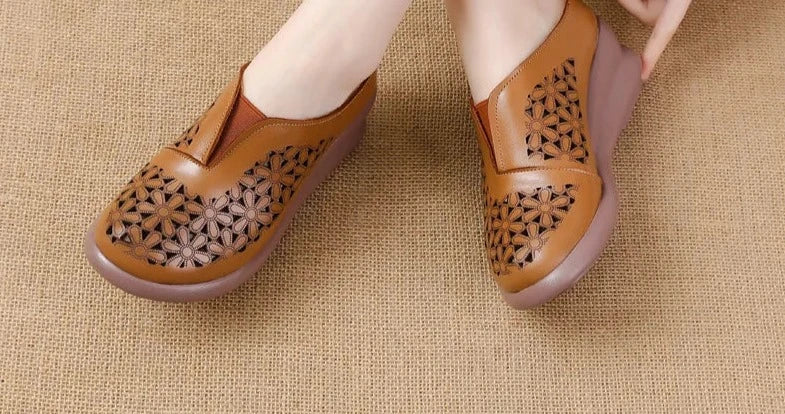 Women Sandals 2024 Summer Comfort Platform Sandals Genuine Leather Hollow Out Increase Non-slip Fashion Women Shoes