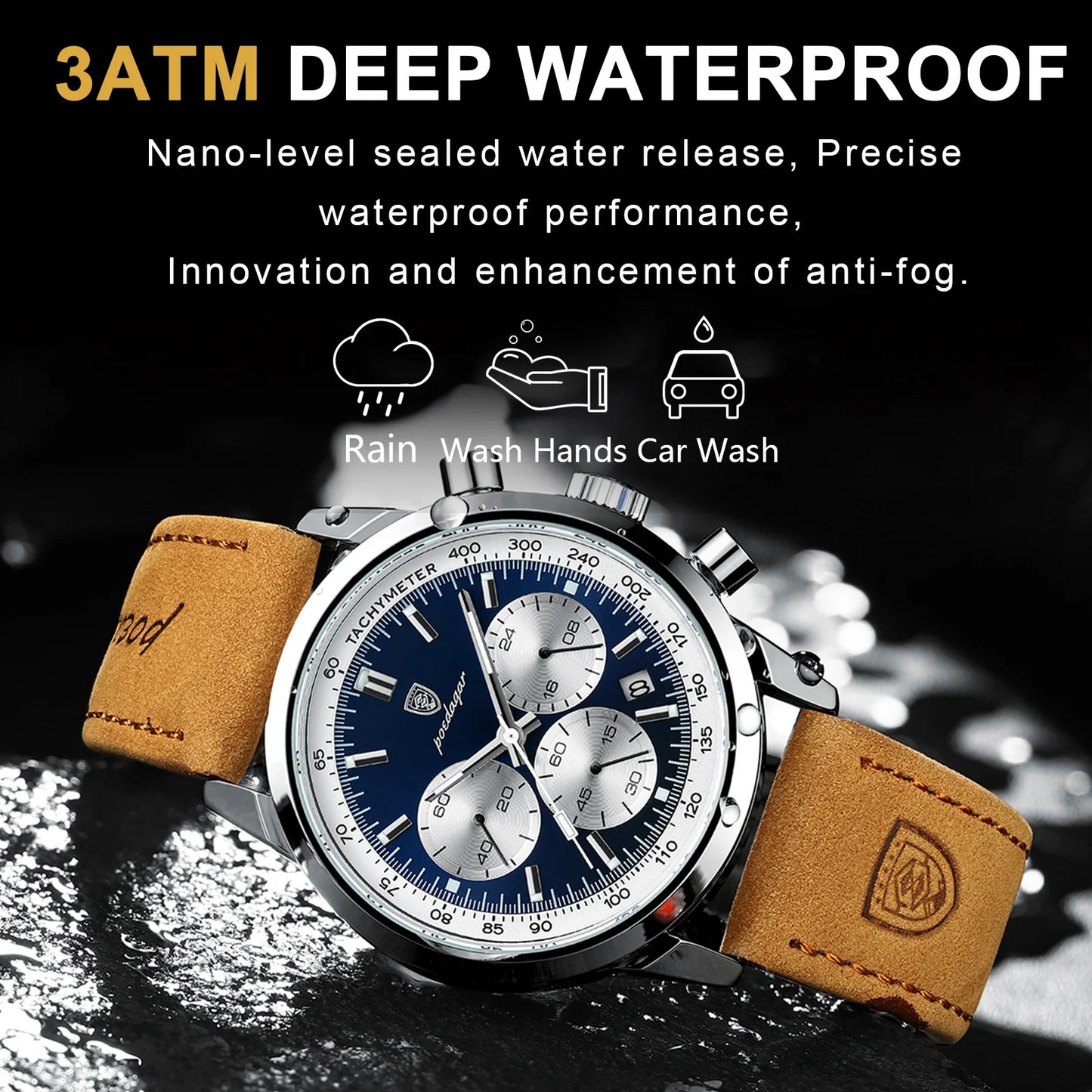 😍POEDAGAR Luxury Man Watch High Quality Waterproof Chronograph Luminous Men's Wristwatch Leather Men Quartz Watches Casual Clock