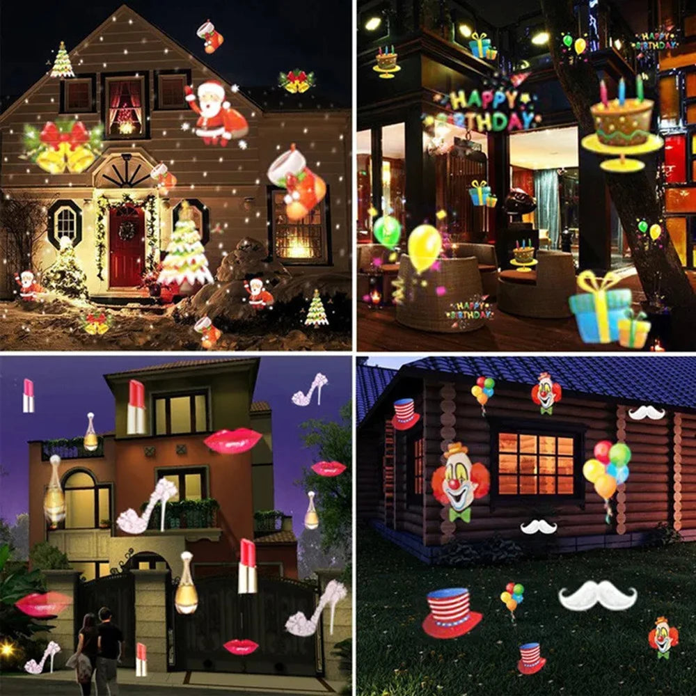 Projector Light Outdoor Holiday Led Projection Lamp Waterproof Xmas Decor Snowflake Laser Light Party Stage Lights