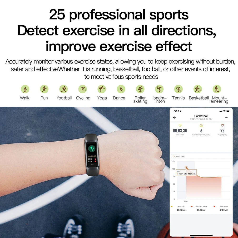GFORDT Smart Watch Amoled Smartband Women Heart Rate blood Pressure Monitor Connect Smartwartch Bracelet Sport Fitness Tracker