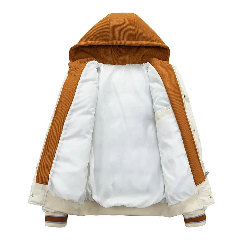 2023 Winter Jacket Men's Zipper Windproof New Jacket Streetwear Fashion Jacket Hooded Parkers Winter Thick Thermal Cotton Coat