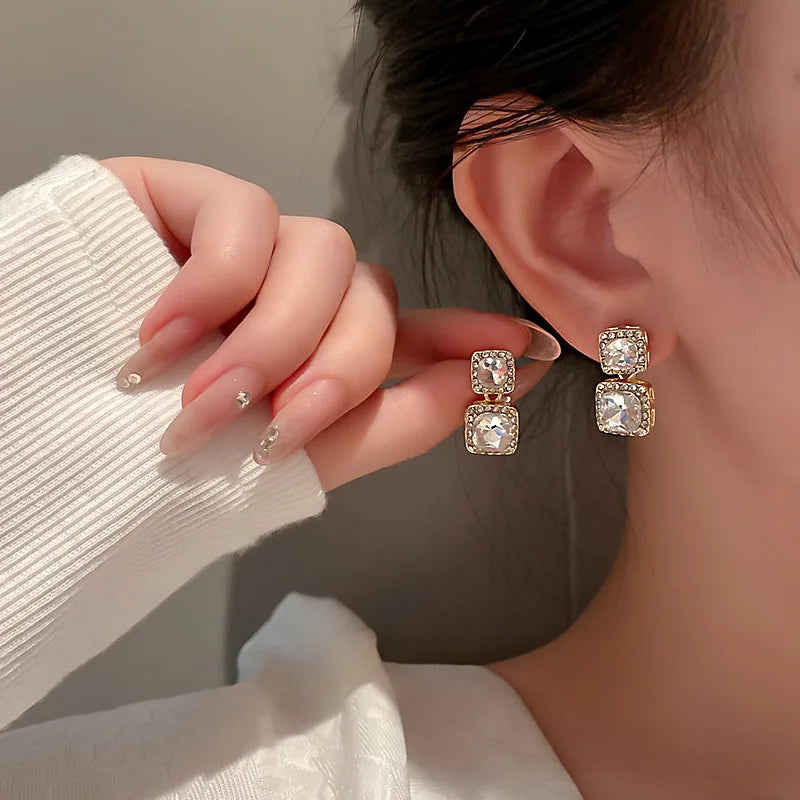 Accessories Jewelry Gold Colour Earrings For Women Bling Cubic Zirconia Elegant Gorgeous Wedding Party Earring