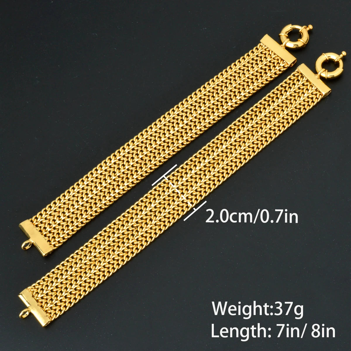 Sunny Jewelry 12MM-20MM Big Wide For Women Men Bracelet 18K Gold Plated Double Weaving Rolo Cable Curb Unisex Link Chain Gift
