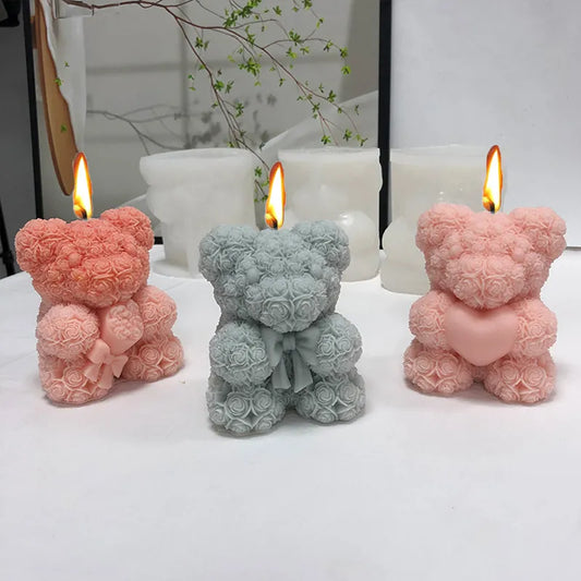 3D Bear Hug Love Silicone Candle Mold Diy Cute Bear Pet Candle Making Supplies Handmade Soap Plaster Resin Mold Home Decor Gift
