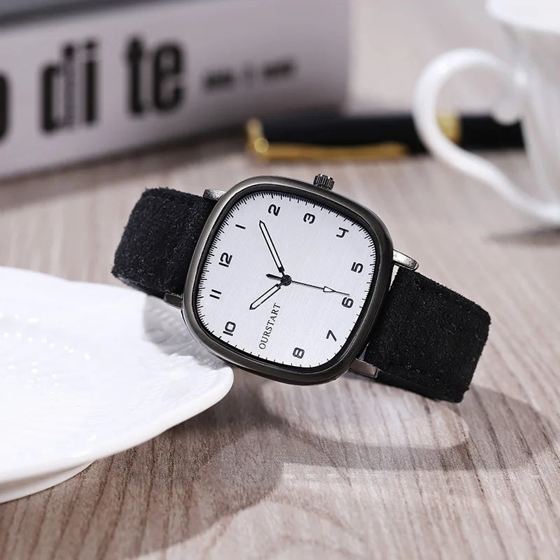 😘Vintage Square Dial Leather Belt Wristwatch Brand Quartz Watch Youth Student Watch Casual Fashion Men Women Gift Clock Wholesale