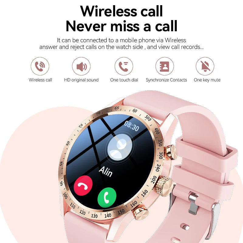 1.28 inch AMOLED Screen Smart Watch For Women Wireless Call Connect Phone Health Monitor Waterproof Sport Ladies Smartwatch