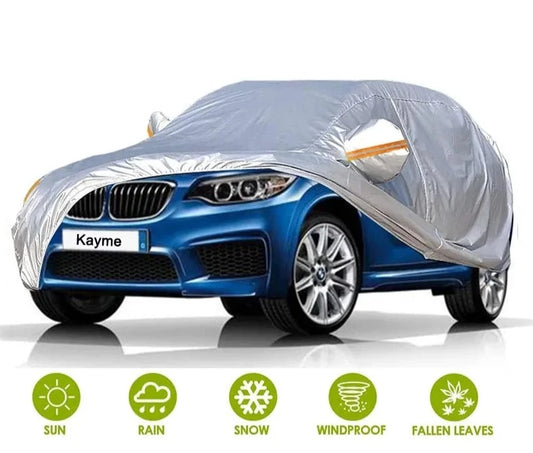 🚙 Car Cover for Automobiles Waterproof All Weather Sun Uv Rain Protection with Zipper Mirror Pocket Fit Sedan SUV Hatchback