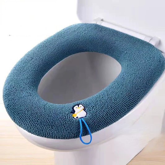 ☘️Winter Warm Toilet Seat Cover Mat Bathroom Toilet Pad Cushion with Handle Thicker Soft Washable Closestool Warmer Accessories