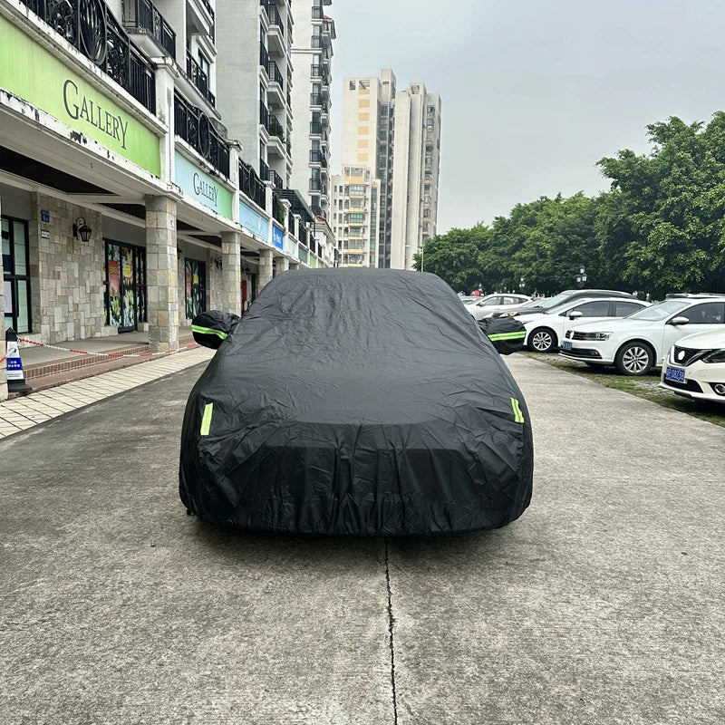 Car Cover Full Exterior Black Auto Cover Sunshade Dustproof Protection With Reflective strips Universal for Hatchback Sedan SUV