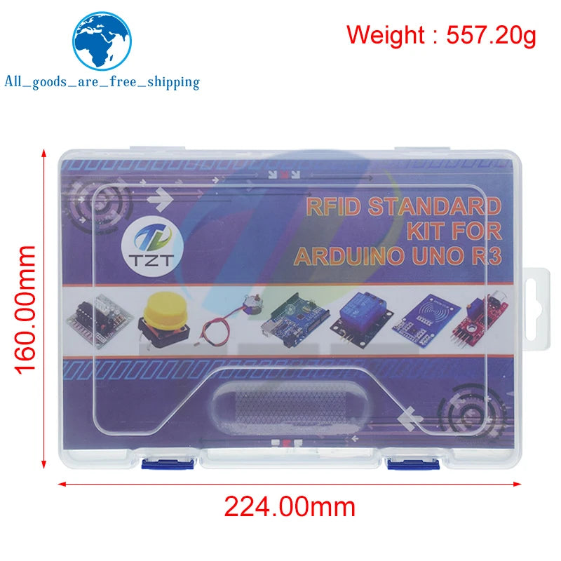 TZT NEWEST RFID Starter Kit For Arduino Uno R3 - Uno R3 Breadboard and holder Step Motor / Servo /1602 LCD / jumper Wire/ UNO R3