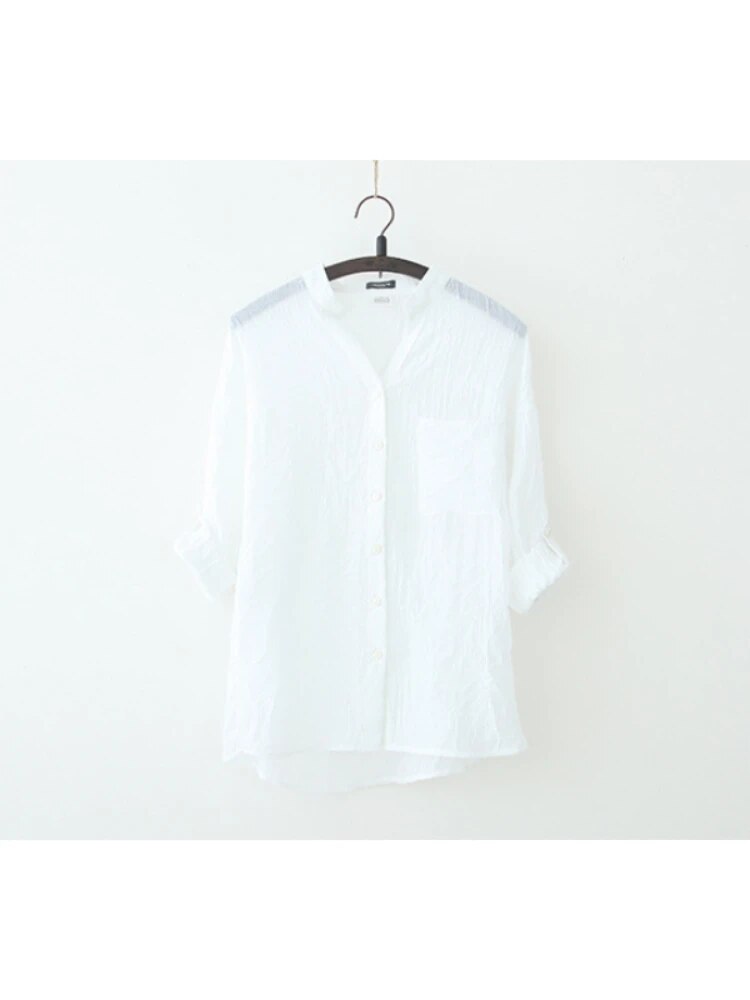 🌺Casual Long Seleeve Literature Femal Autumn Blouse 2023 Cotton Linen Shirt Woman Vintage Winter