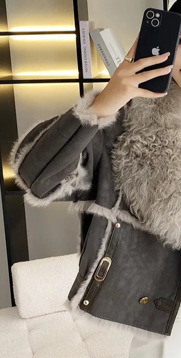 🌸Fur Coat Female Winter 2023 Net Red Haining New Lamb Fur Rabbit Fur One Design