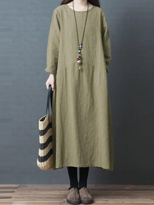 🌹Women Casual Dresses New Arrival 2023 Autumn Comfortable Female Cotton Linen Long Dresses