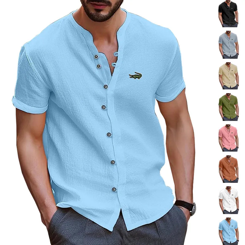 High Quality Men's Spring/Summer New Short Sleeve Cotton Linen Shirts Business Casual Loose Fitting T-shirt Shirts Top S-2XL
