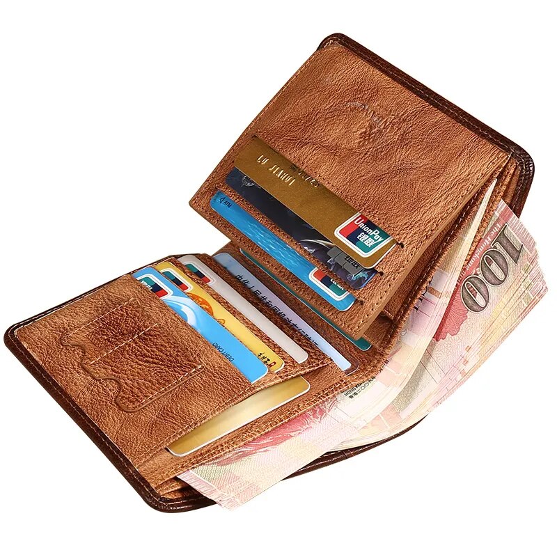 😍ManBang HOT Genuine Leather Men Wallet Small Mini Card Holder Male Wallet Pocket Retro purse High Quality