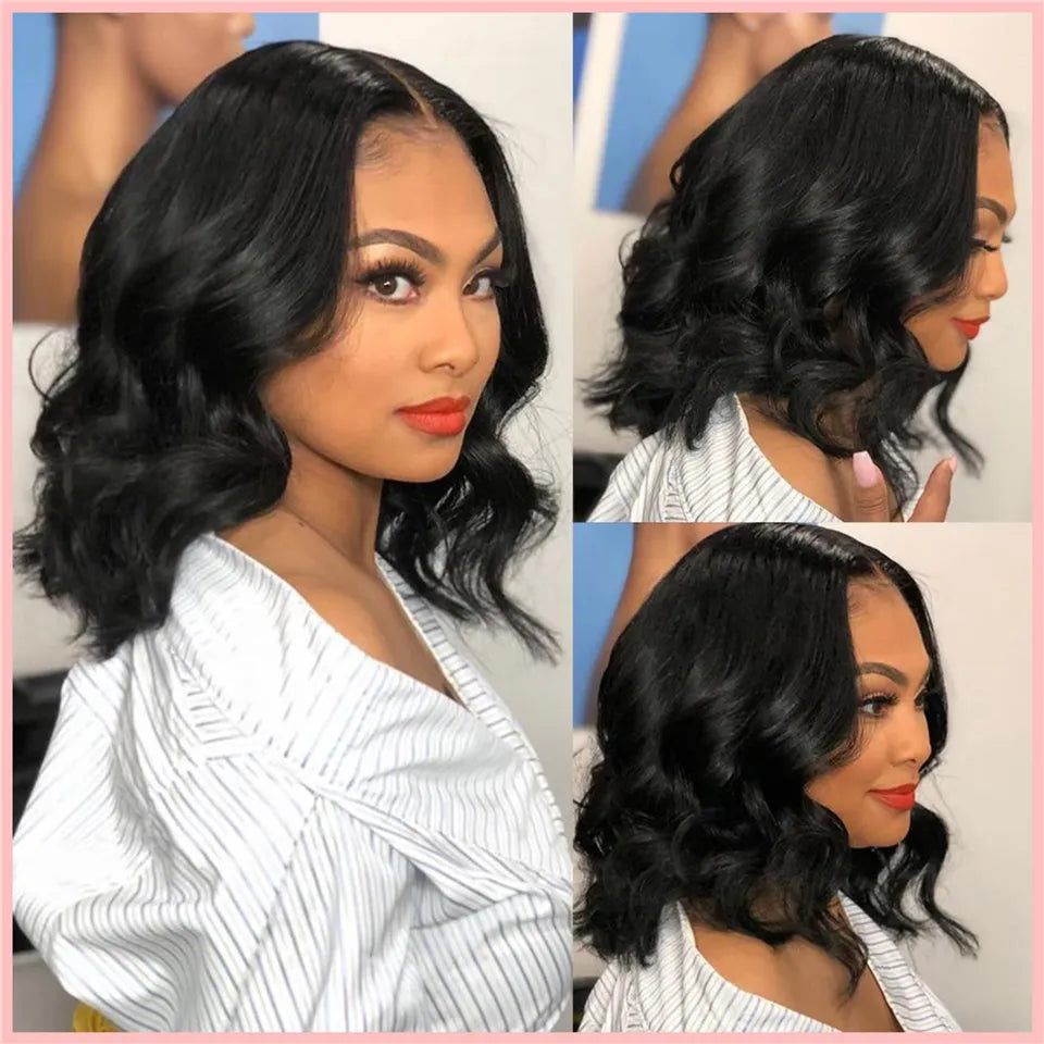 Brazilian Body Wave Short Bob Wig 4x4 Closure Wig Transparent 13x4 Lace Front Human Hair Wigs for Women Pre Plucked Virgin Remy