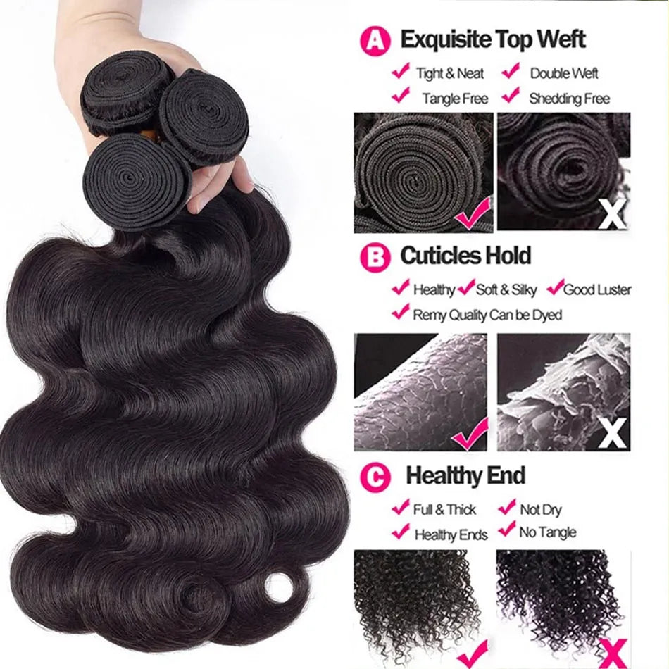Brazilian Hair Weave Bundles Loose Body Wave 28 30 32" 1 3 4 Bundles Virgin Remy Human Hair Bundles Raw Hair Extensions Tissage