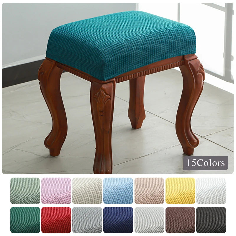 1PC Stool Cover Chair Cover Dressing Stool Cover Elastic Chair Protector Slipcover Removable Dust Covers Square Seat Covers