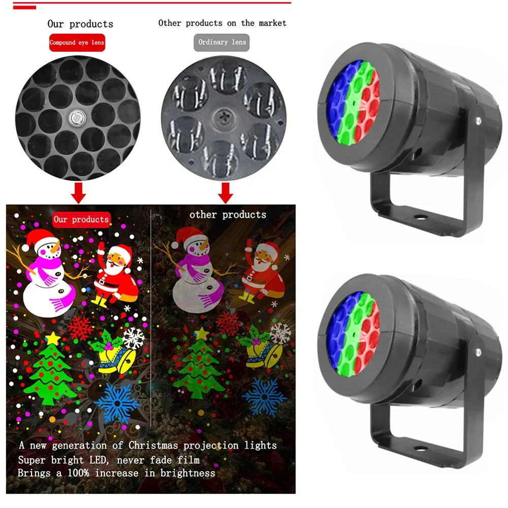 Projector Light Outdoor Holiday Led Projection Lamp Waterproof Xmas Decor Snowflake Laser Light Party Stage Lights
