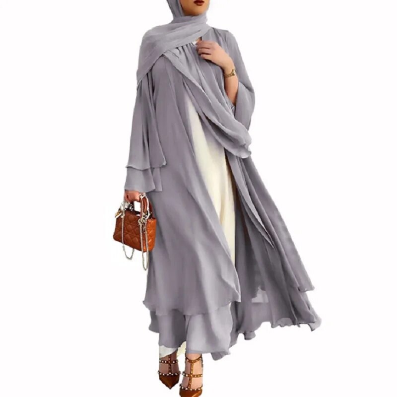 ❤️Abaya Ramadan Hijab Dress For Women Islam Famale Modest 7 Colors Dresses Eid Muslim Suit Open Dubai  Kimono Turkey Kaftan Robe