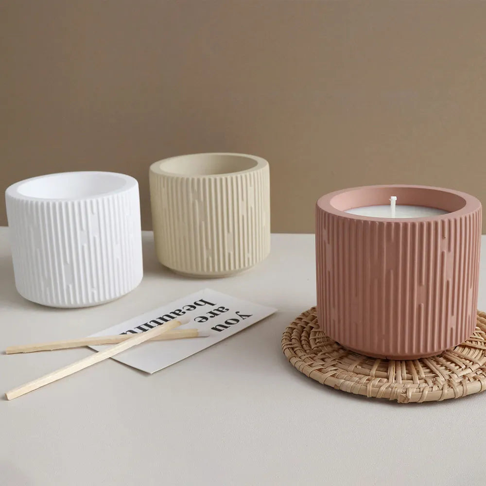 Simplicity Candle Jar Silicone Mold DIY Round Stripe Succulent Flower Pot Storage Box Plaster Epoxy Resin Molds Home Decor Gift