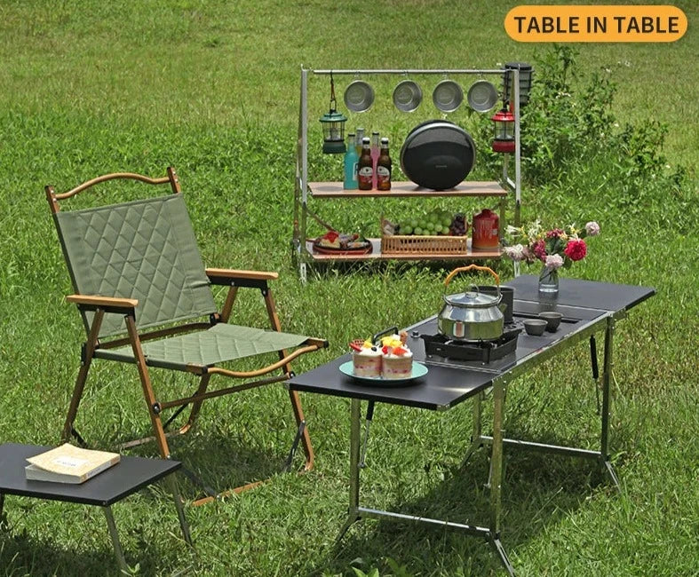 Table Portable Outdoor Vacation Party Camping Picnic BBQ Tools Tea Cooker Set