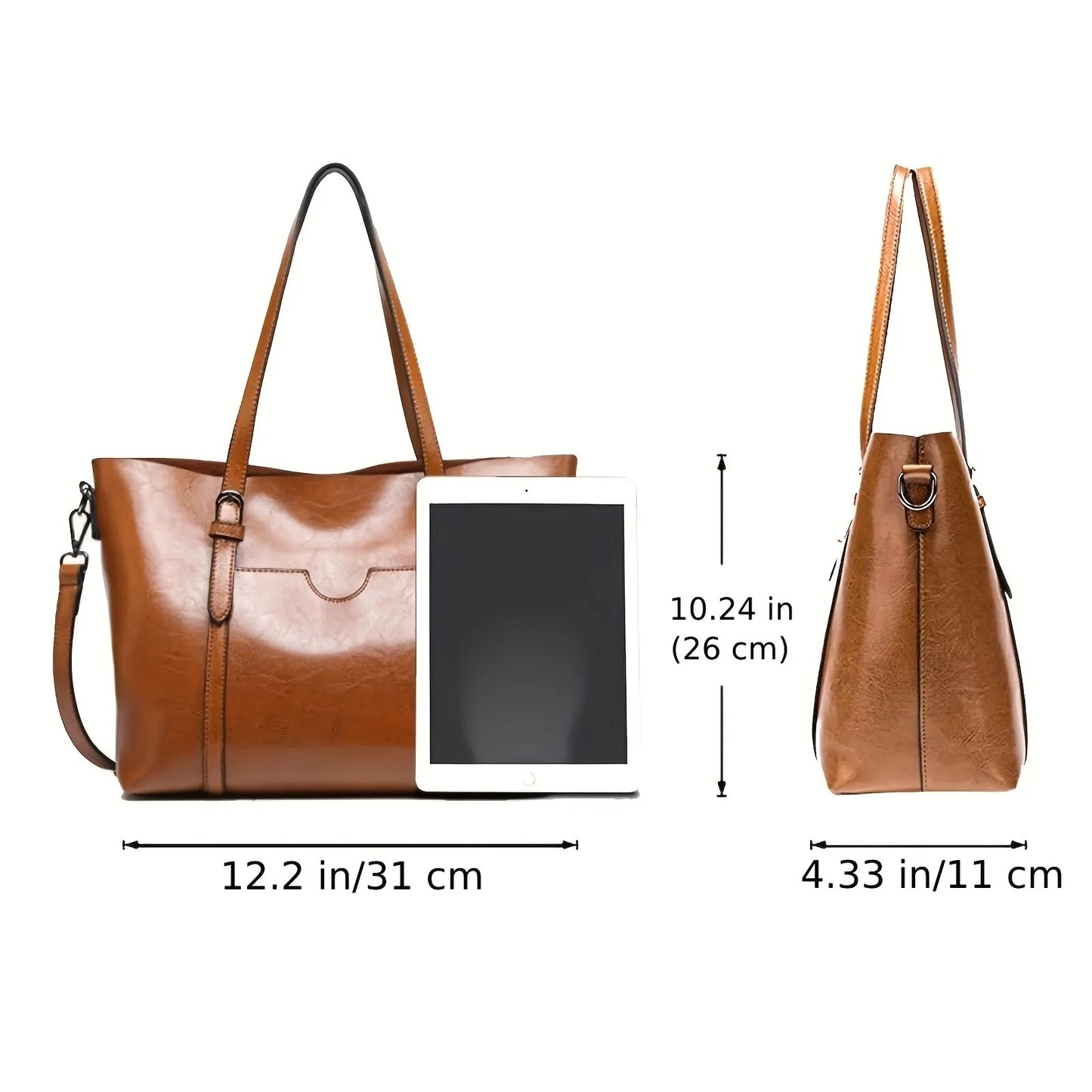 🥰Women Handbags Tote Bag Soft PU Leather Retro Designer Large Capacity Multi-pocket Casual Shoulder Crossbody Bag Mother's Gift