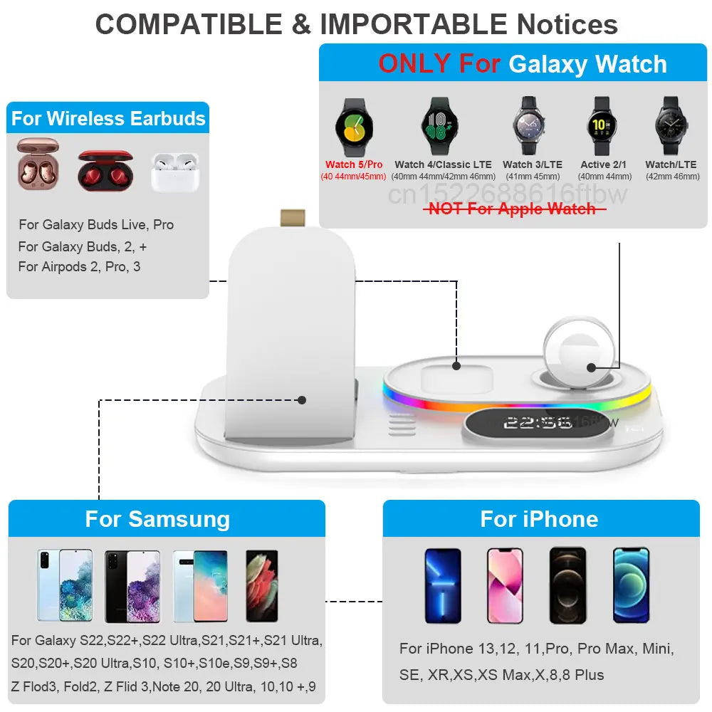 Wireless Charger 3 in 1 for Samsung 30W Qi Fast Charging Station for Samsung S22 Ultra Galaxy Watch 5 4 Charger Dock Foldable