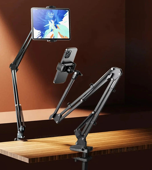 Tablet Holder for Bed Adjustable Desktop Stand Aluminum Arm Mount Support for 4-12.9" iPad Pro Samsung Tab Xiaomi Pad Cell Phone